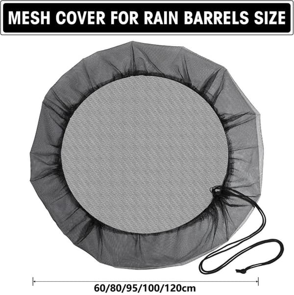 Rain Barrel Net Cover/Bucket Cover 1/3-pack - Durable Polyester with Drawstring, Protects Against Debris, 6