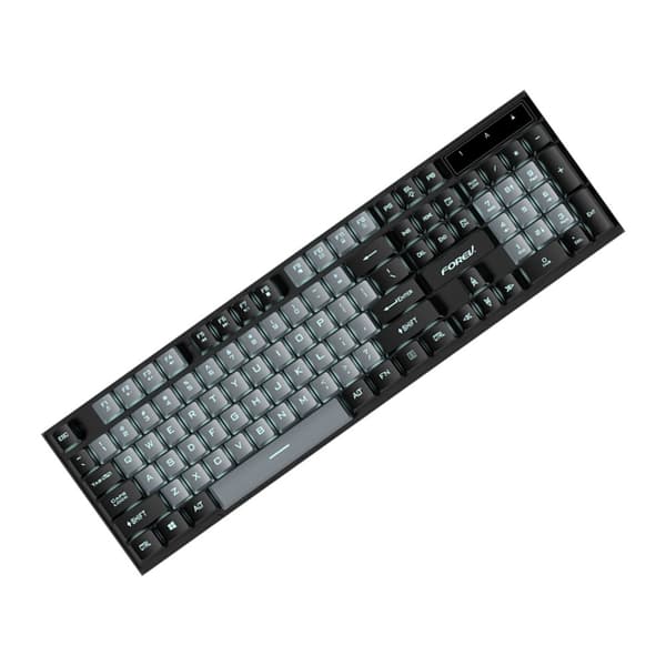 Gaming Keyboard Compatible with Logitech, Wired Backlit Color-Matching Mechanical Feel Keyboard Grey+Black