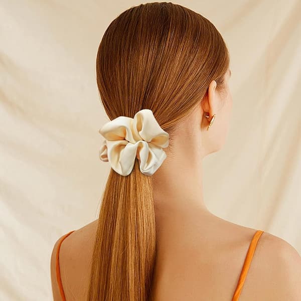 12-pak Scrunchie, Hårbånd til kvinder, Satinhårbånd, Elastiske hårbånd, Blandede farver, Til piger, Ensfarvede hårbånd, Til tykt krøllet hår