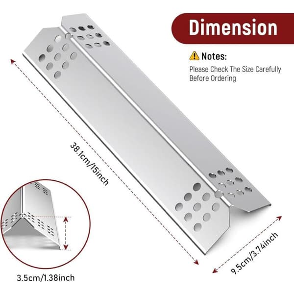 Heat Diffuser for Grill - Stainless Steel, Heat Resistant, Easy to Assemble - 4-Pack, 1 cm