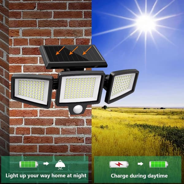Wide-Angle Lighting Solar Security Light Outdoor, Upgraded Solar Panel Motion Sensor Flood Fixture with High-Capacity Battery, 360° Adjustable