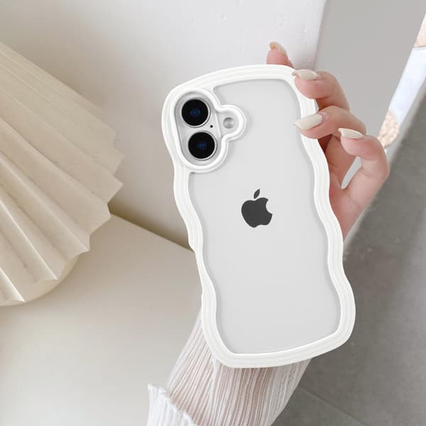 Phone Case for iPhone 17, Cute Wavy Transparent Phone Case [White]