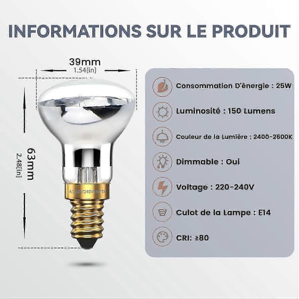 【LD】Lava lamp 25w E14 R39 Warm White Reflector Bulb SES Small Edison Screw Bulb Spotlight (4-pack) [jkw]