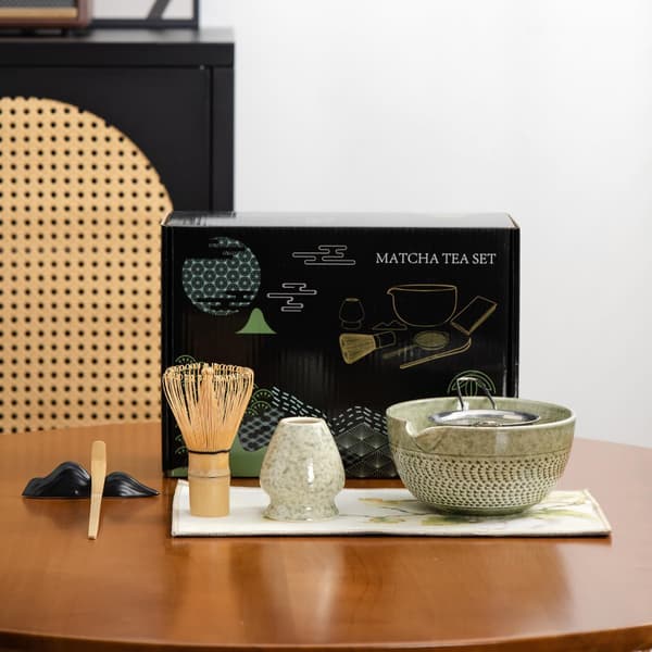 Matcha Starter Kit with Bamboo Whisk and 7 Accessories for Traditional Japanese Tea Ceremony Elegantly Gift-Wrapped