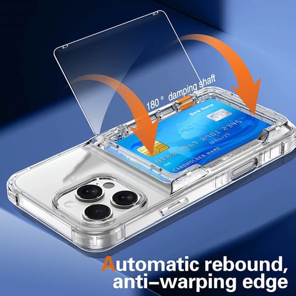 iPhone 16 Pro Case with Stand and Card Holder, Transparent