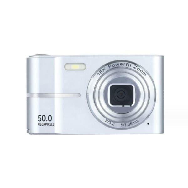 [LCS] Bærbart Klassisk Retro Digitalkamera 4K 50MP 16x Digital Zoom 2,4 Tommer Skærm Sølv Silver