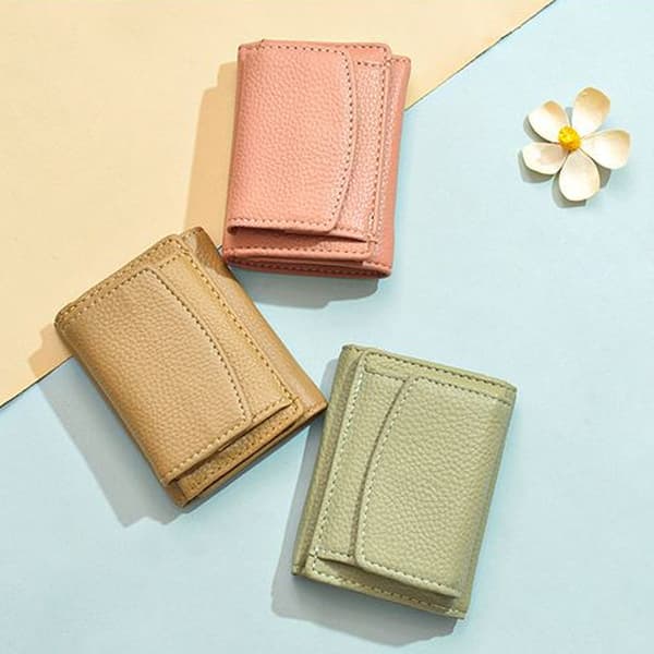 Small Wallets for Women PU Leather Zipper Coin Pocket Wallet Card Case with ID Window