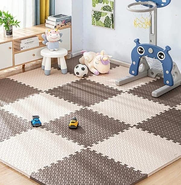 Legetæppe baby 16 dele – puslespilstæppe & kravletæppe til gulvbeskyttelse 30x30 cm