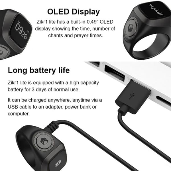 Smart Tasbih Tellerring for Muslimer Zikr Digital Tasbee