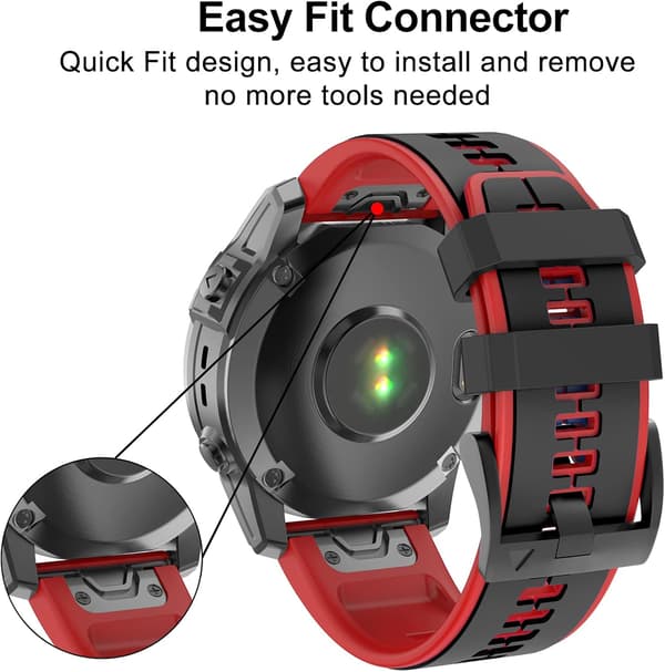 Rem til Garmin Fenix 7/Fenix 6/Fenix 5/EPIX 2, Quick Fit 22 mm silikoneurrem til Approach S60/S62, D2 Delta, Forerunner 935/945