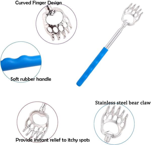 8-pack Extendable Telescopic Bear Claw Back Scratcher Head Scratcher Massager, Portable Handheld Massage Tool, Perfect Father's Day Gift Idea