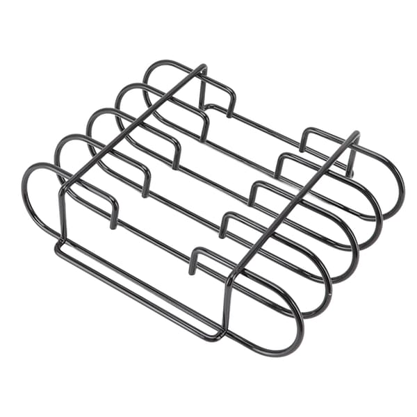 4-rads bærbart grillstativ for ribbe, svart, slitesterkt, gjenbrukbart, camping