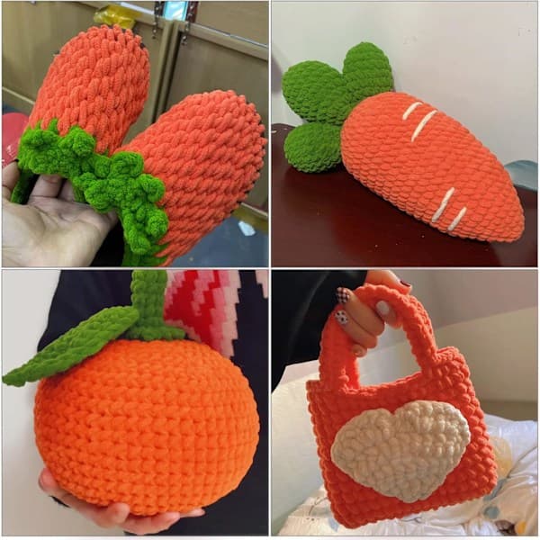 Garn 4x Garn til hækling, Blødt tykt garn til garnprojekter_jarx orange orange