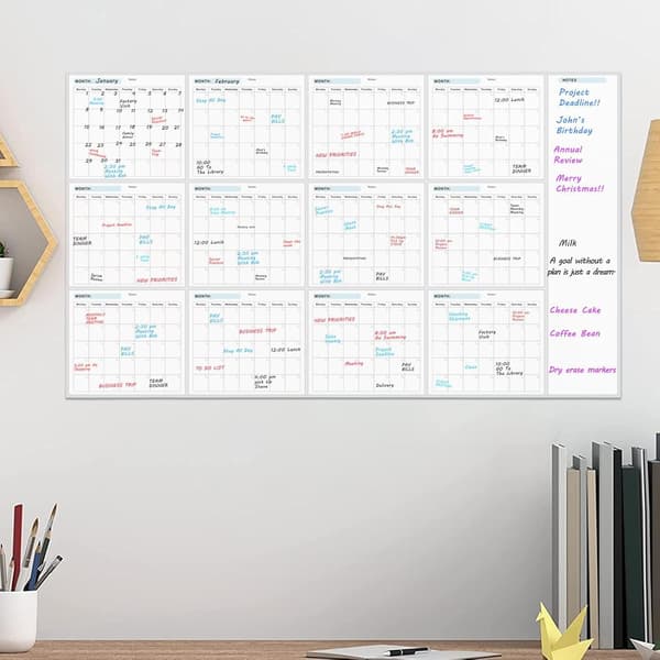 Wall Planner, Wall Calendar, 12 Month Annual Dry-Erase Large Foldable Writable Surface, Planning Eraseable Boards for Office Home & S[DB]