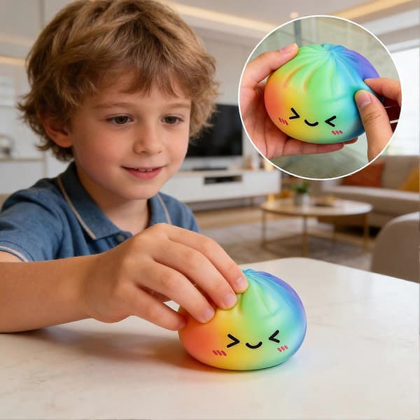 Färgglad ångad bulle klämleksak söt långsamt stigande fidget för stresslindring mjuk icke-klibbig