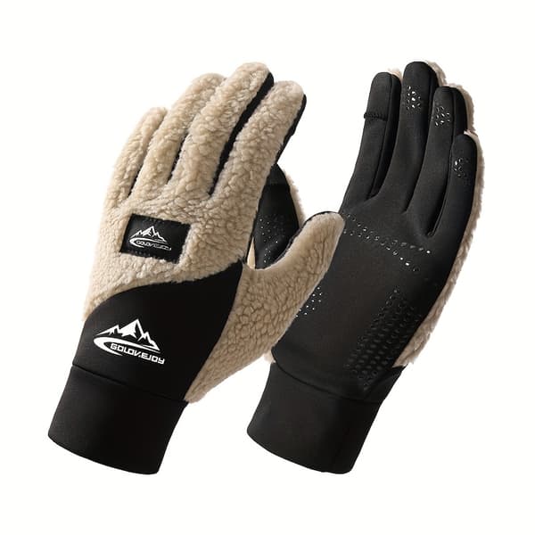 Et par fortykkede og varme handsker til efterår og vinter, velegnet til udendørs sport, med touchskærmsfunktion [DB] Beige Beige M