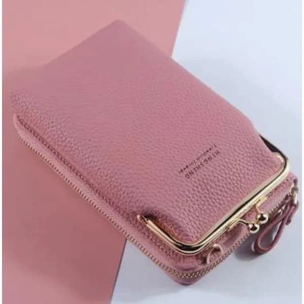 Mobile Phone Wallet Card Holder Bag with Shoulder Strap Black Black