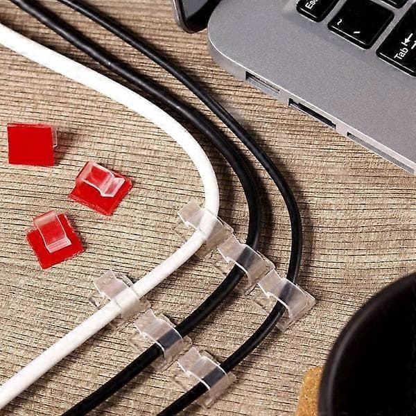 100 Pieces Mini Outdoor Cable Clips with Tape, Self-Adhesive Cable Clips, Decorative Light Clips, Cable Clips for Christmas Tree Lights