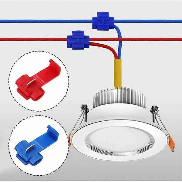 50 Pieces Quick Electrical Connectors. Fast Self-Stripping Branch Connectors. Scotch Lock Connectors (25 Red, 25 Blue)