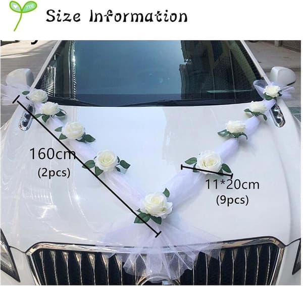 Just Married Flower Bouquet, Wedding Car Decorations for Elegant Waterproof and Reusable Artifacts