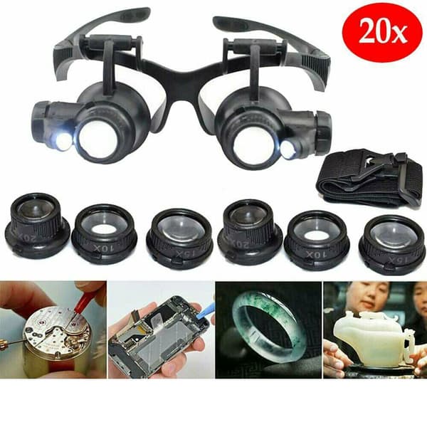 25X 8 Lens Magnifier Head-Mounted Magnifying Glass Hands-Free Magnifier with Light