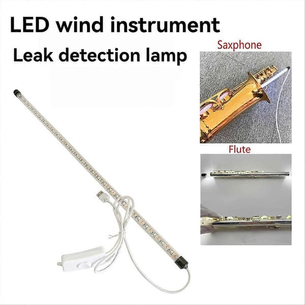 Saksofon LED lekkasjedeteksjonslampe, 50 cm USB reparasjonslampe med bryter for treblåseinstrumenter