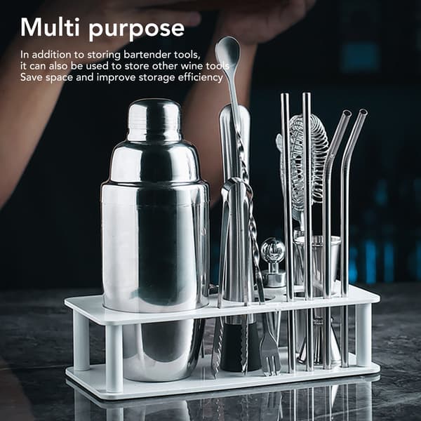 Cocktail Shaker Set Stand, Countertop Storage Rack with Large Capacity for Secure Organization, Space-Saving Design Bartender Kit Stand For