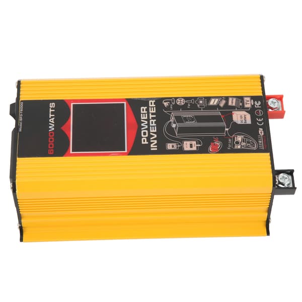Modificeret sinusbølge-inverter biloplader med LCD dobbelt USB 12V til 110V til autocamper lastbil gul
