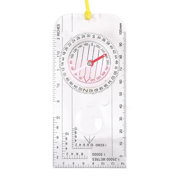 Professional Pointer Compass Hiking Protractor Camping Compass Ruler Magnifier For Mapping Plotting With Lanyard