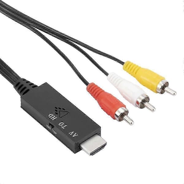 RCA til HDMI-kompatibel omformer Tre-farget RCA hannkabel lengde 1m/3.2ft