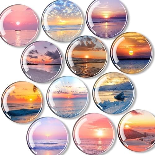 12 stk. Sunset Søde Magneter Køleskabsmagneter Glasmagnet Køleskabsmagneter Stærke Magneter til Børn Små Magneter til Whi