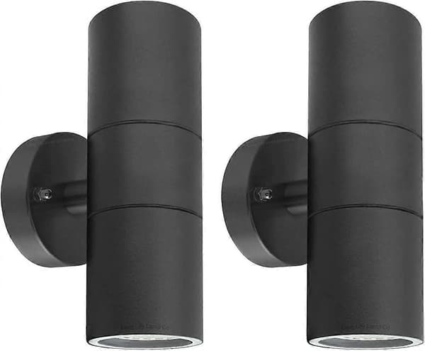2 X Sort Rustfrit Stål Dobbelt Udendørs Væglampe IP65 Op og Ned Havevæglampe ZLC035B