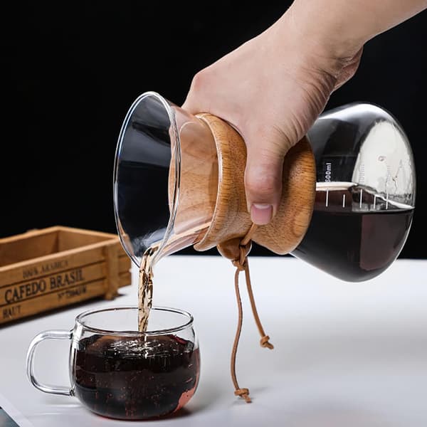 Coffee Maker with Reusable Filter, Pour Over Method Meets Style with Wooden Sleeve