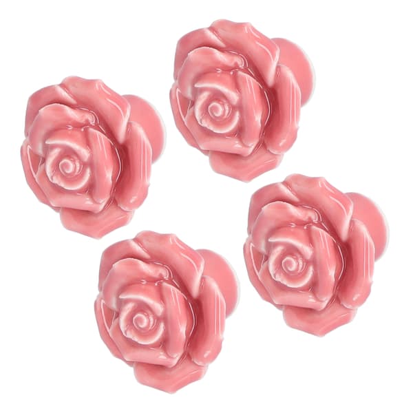 4-pakning rosa roseformede håndtak Moderne keramiske skapknapper for stue soverom
