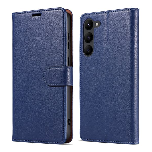 Fodral for Samsung Galaxy S25 FE Litchi-tekstur Støtsikkert Lommebokdeksel i Lær Blå