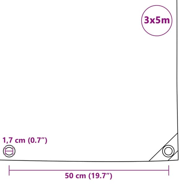vidaXL Presenning 650 g/m² 3x5 m grå