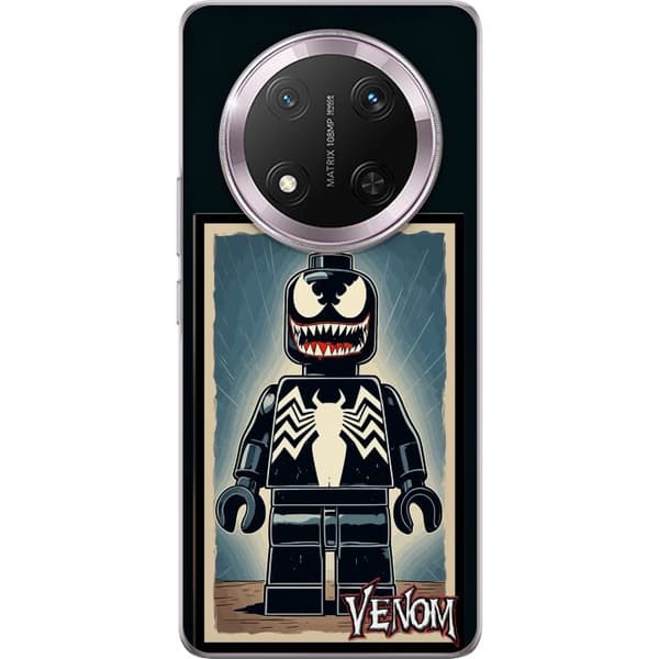 Compatible Phone Case for Honor Magic7 Lite Black monster figure with sharp teeth and dramatic cartoon design black
