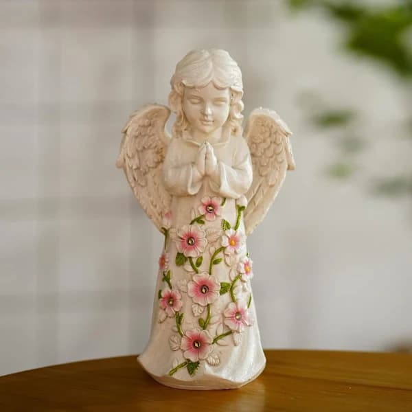 Engle utendørs hagepyntstatuer - Solcelledrevne hagefigurer Gaver til mamma bestemor kvinner