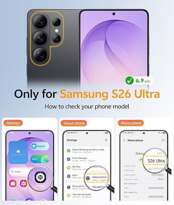 FNTCASE for Samsung Galaxy S26 Ultra Case with Screen Protector, MagSafe Compatible, Translucent Matte, Full Camera Protection, Shockproof Purple