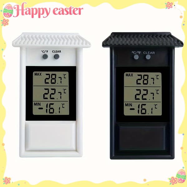 1 pc Digital Thermometer, Home Garden Greenhouse Planting Temperature Meter with Max and Min Values [DB] White