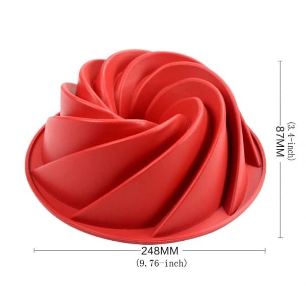 Spiral bageform til sukker, dobbeltsidet silikone, dobbeltsidet rød