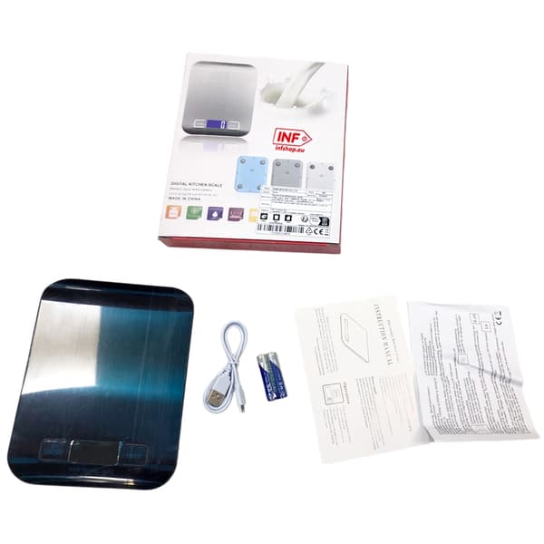 Rechargeable Digital Kitchen Scale - 5kg Precision Food Scale with Tare Function and USB Charging 10kg/1g