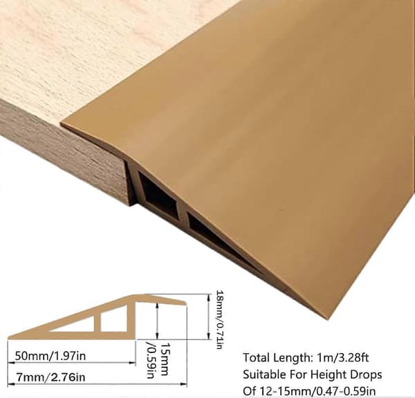 PVC Dørterskel, Selvklebende Teppedørlist, 99 cm Lang, 7,1 cm Bred