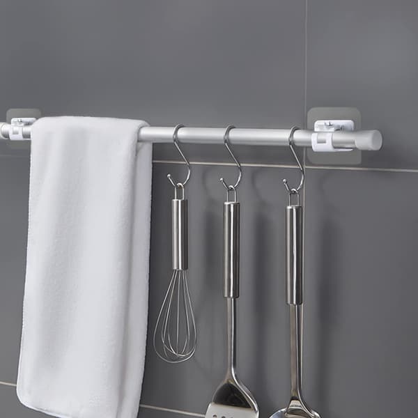 6 stk selvklebende gardinstangfester Gardinstangfester Ingen boring Gardinkrokholder Håndklestangfeste Stangholder (hvit)