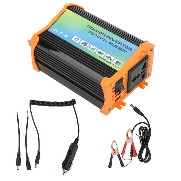 300W Modificeret Bølge Inverter ABS Dobbelt USB DC12V til AC110V Bilstrøminverter til Udendørs Brug Sort