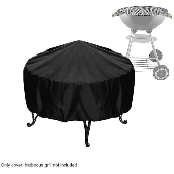 Rund Grillovertræk Kraftig Polyester UV-resistent Vandafvisende til Udendørs Have Kedel BBQ Sort 122 x 45 cm 122*45cm 122*45cm