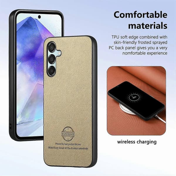 Til Samsung Galaxy A36 5G Deksel Stofftekstur Skinn+PC+TPU Anti-fall Telefondeksel