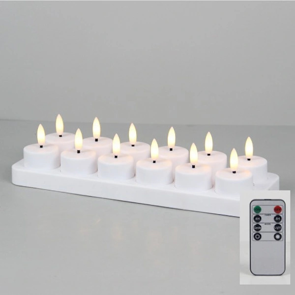 Rechargeable LED Flameless Candles 12-pack with Remote Control & Timer 12pcs with Charging Base -