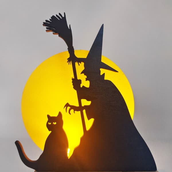 1 stk Halloween-dekorationer Heks Sort Kat Natlamper Festiv