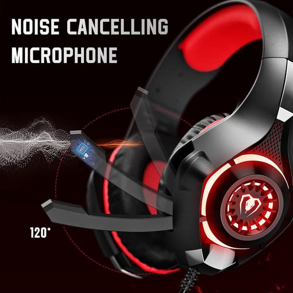 Gaming Headset til PS4 PS5 PC Xbox One Switch med støjreducerende mikrofon, PC Gaming-hovedtelefoner med 3,5 mm-stik